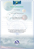 Urkunde mit Titel für Teilnahme an einer Ballonfahrt. Verschiedene Ballons aufgehellt im Hintergrund, Rahmen um die Urkunde, unten Logo AlbatrosAir